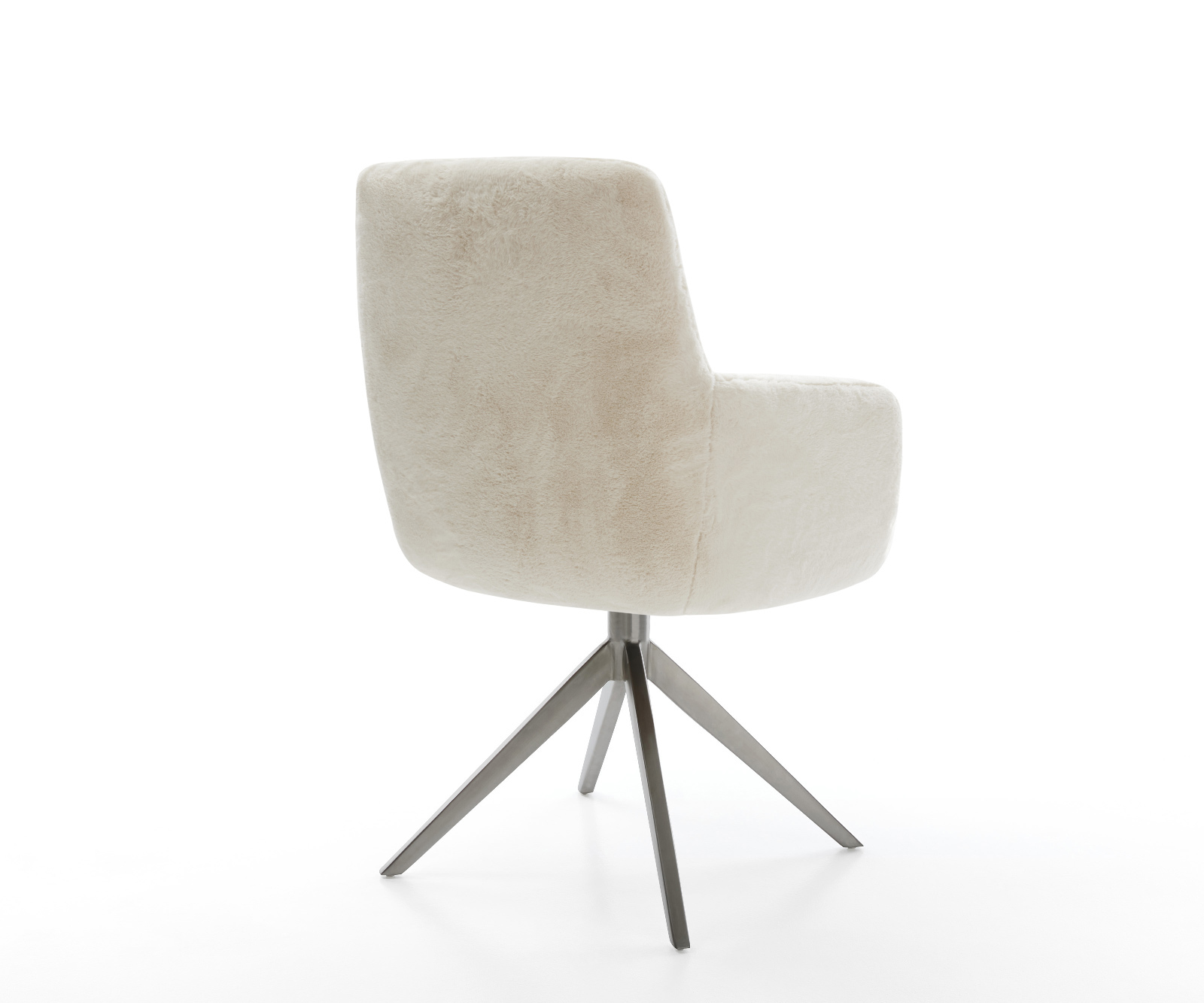 Jídelní židle Heira-Flex s područkami plyšový manšestr krémová bílá křížová podnož široká grafitová 360° otočný houpací funkce taštičkové pružiny - Obrázek 5