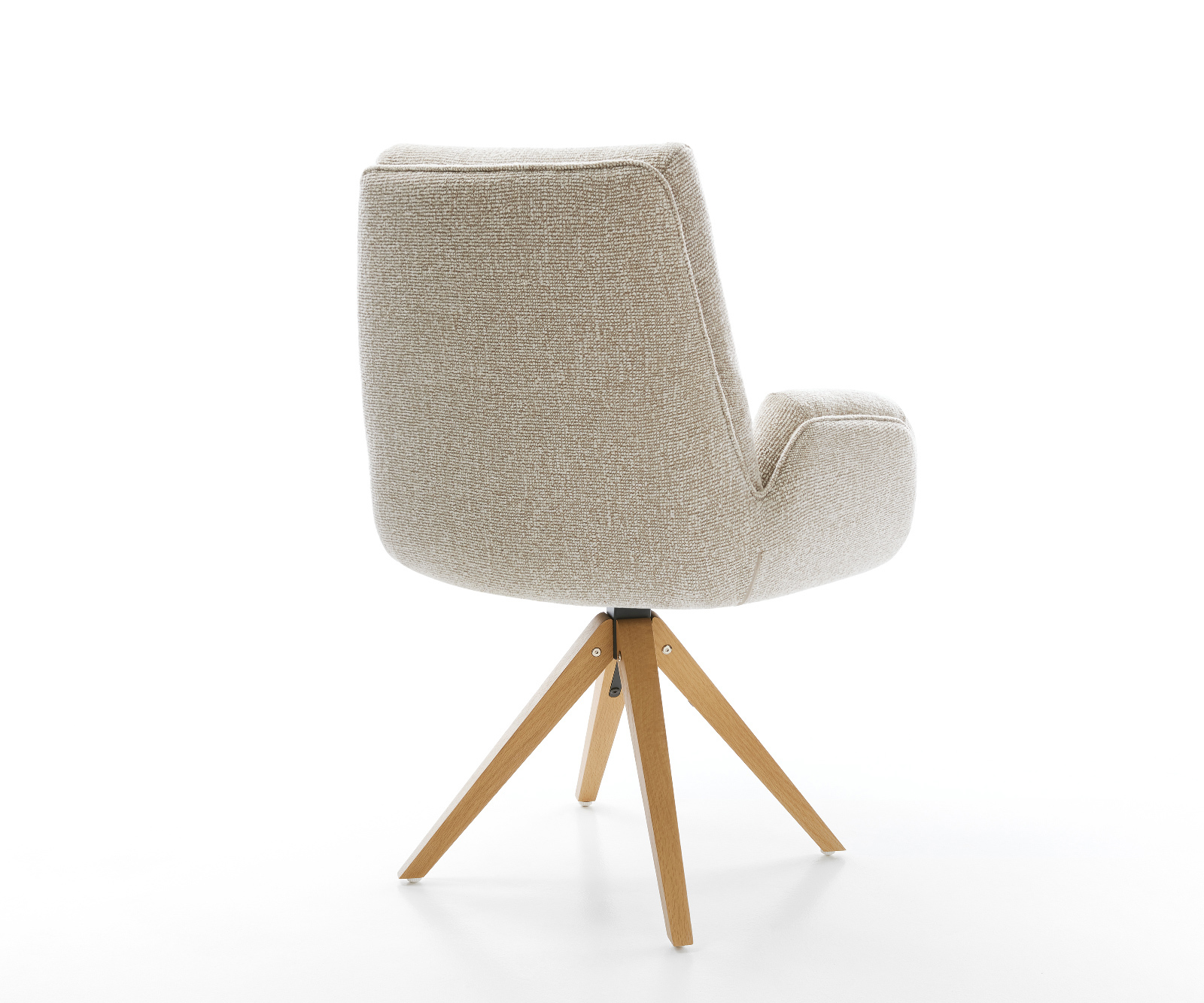 Jídelní židle Clea-Flex látka Měkký béžová dřevěná podnož hranatý přírodní 180° otočný - Obrázek 5