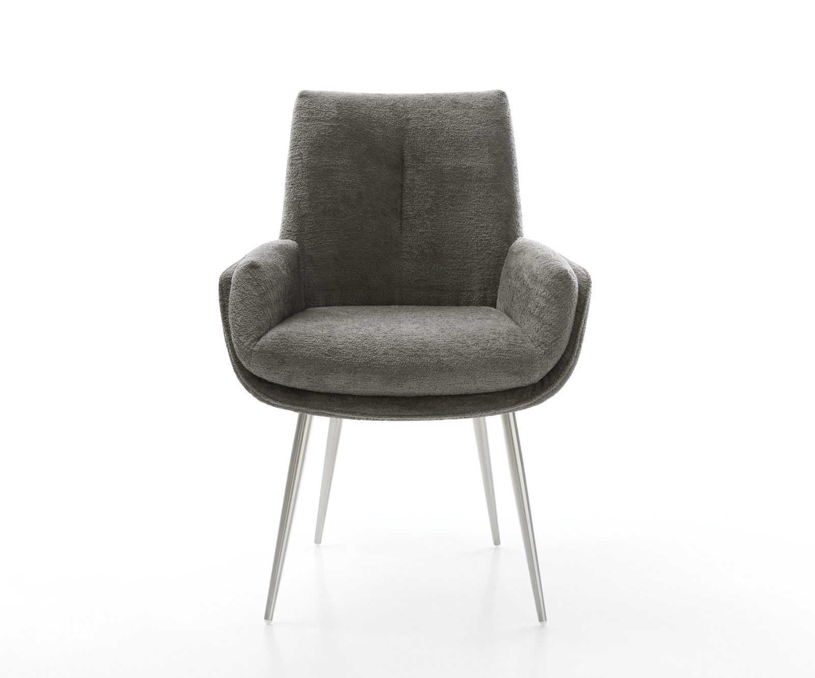 Jídelní židle Clea-Flex bouclé měkký tmavě béžová 4-nohá zúžená nerezová ocel - Obrázek 2