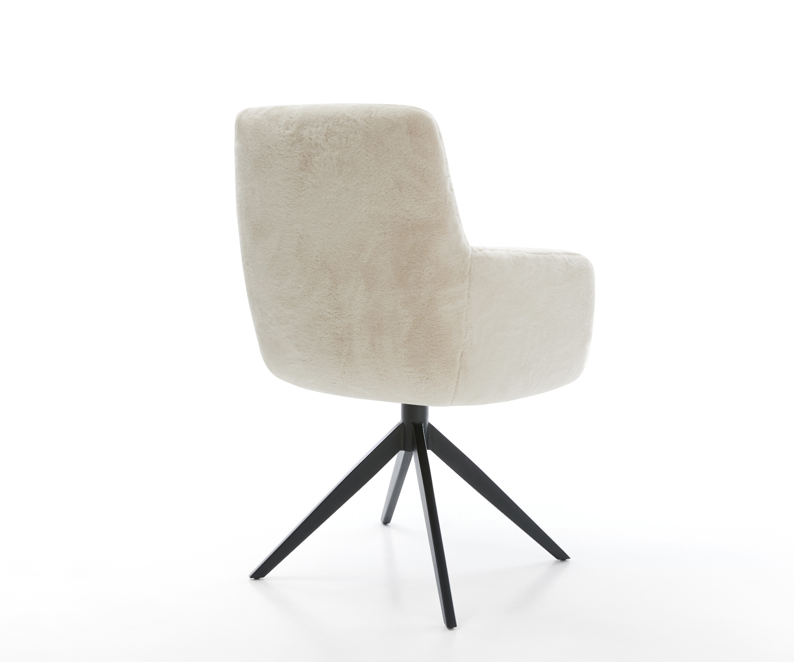 Jídelní židle Heira-Flex s područkami plyšový manšestr krémovo-bílá křížová podnož široká černá otočný 360° houpací funkce taštičkové pružiny - Obrázek 5