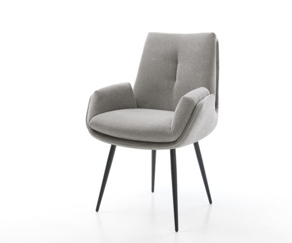 Jídelní židle Clea-Flex strukturovaná látka Měkký šedá 4-nohá zúžená černá