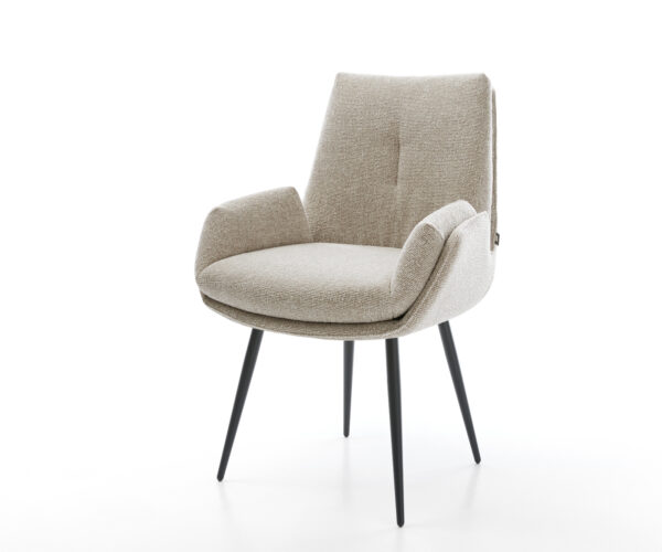 Jídelní židle Clea-Flex tkanina Měkký béžová 4-nohá zúžená černá