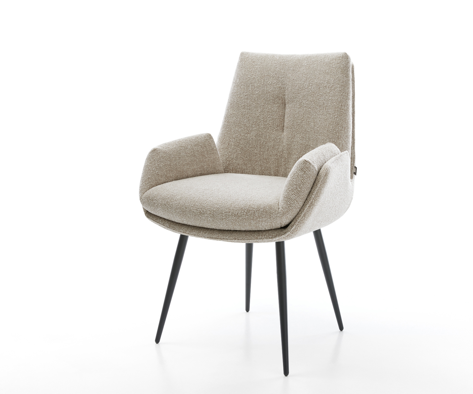 Jídelní židle Clea-Flex tkanina Měkký béžová 4-nohá zúžená černá