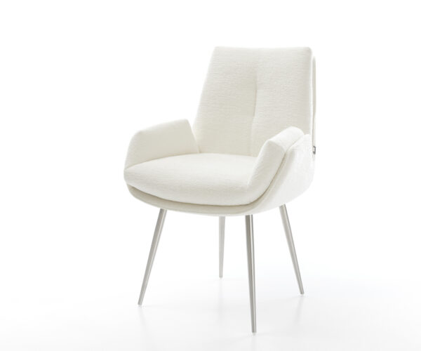 Jídelní židle Clea-Flex bouclé měkký béžová 4-nohá zúžená nerezová ocel