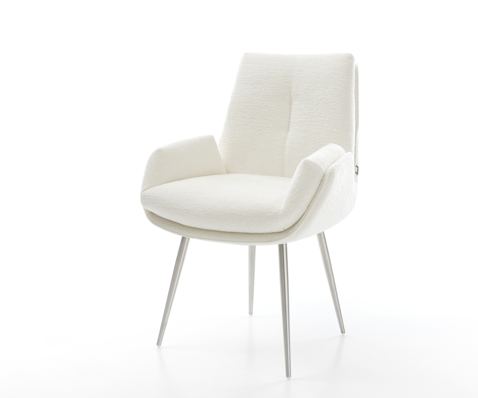 Jídelní židle Clea-Flex bouclé měkký béžová 4-nohá zúžená nerezová ocel