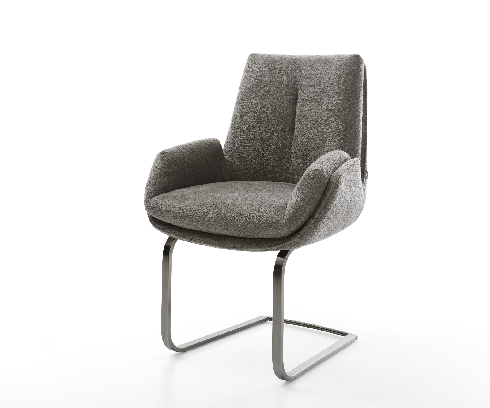 Jídelní židle Clea-Flex bouclé měkký tmavě béžová konzolová podnož plochá grafitová