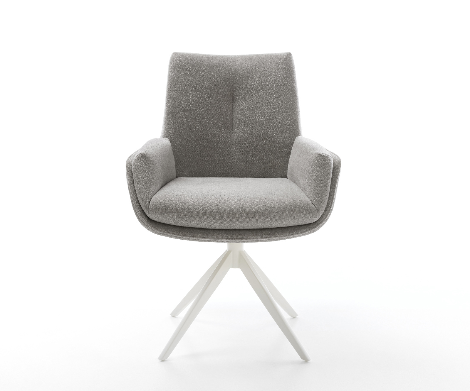 Jídelní židle Clea-Flex látka Měkký šedá křížová podnož široká bílá 360° otočný houpací funkce - Obrázek 2