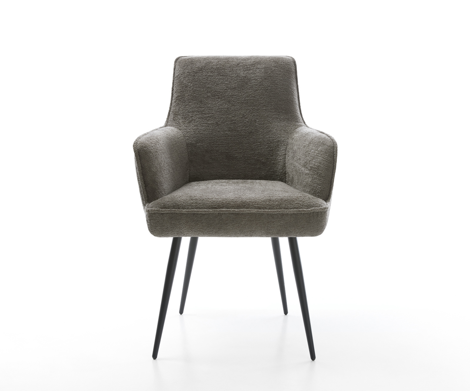 Jídelní židle Heira-Flex s područkami bouclé měkký tmavě béžová 4-nohá zúžená černá taštičkové pružiny - Obrázek 2