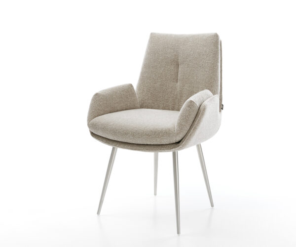 Jídelní židle Clea-Flex tkanina Měkký béžová 4-nohá zúžená nerezová ocel