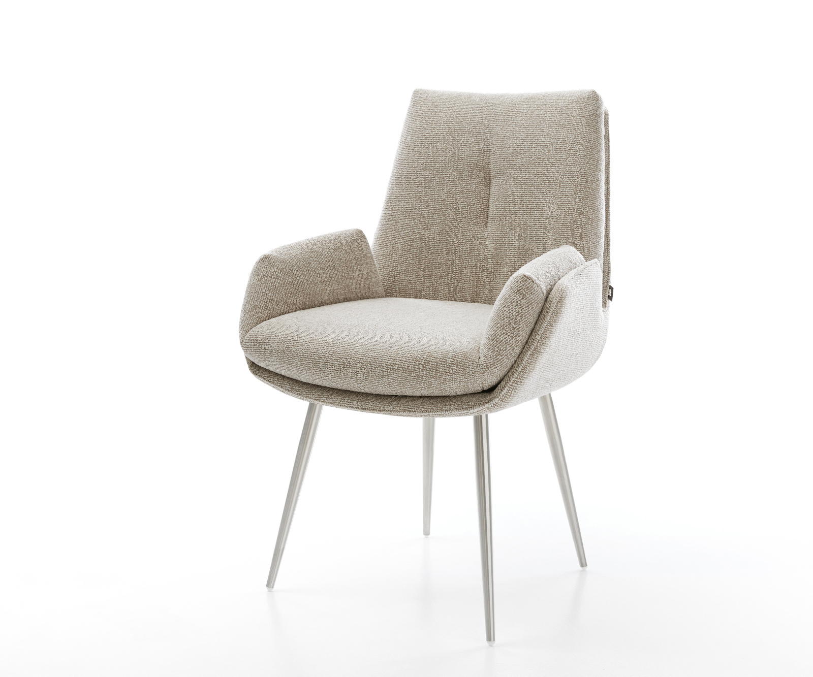 Jídelní židle Clea-Flex tkanina Měkký béžová 4-nohá zúžená nerezová ocel