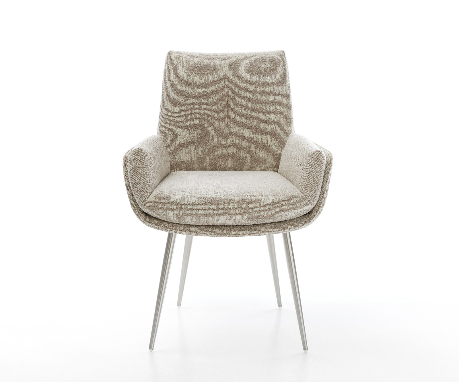 Jídelní židle Clea-Flex tkanina Měkký béžová 4-nohá zúžená nerezová ocel - Obrázek 2