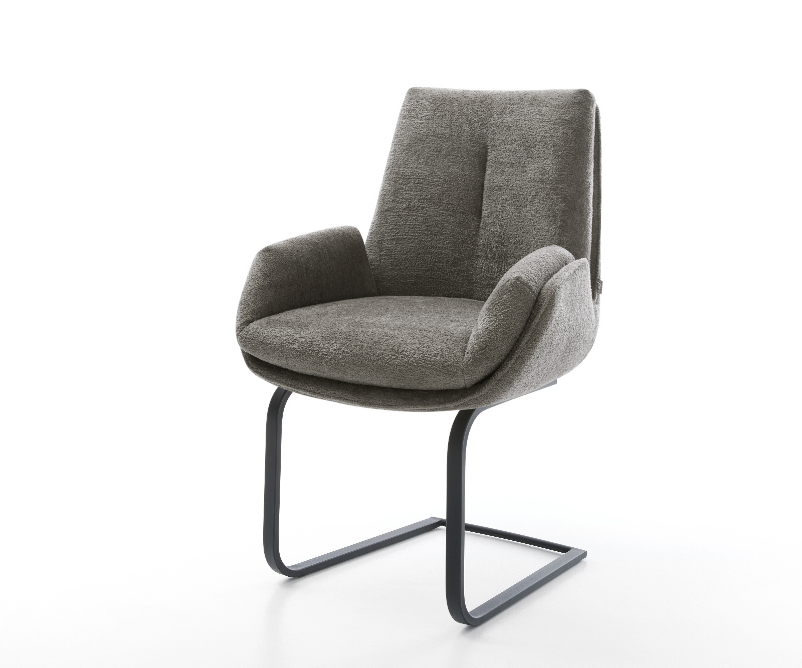 Jídelní židle Clea-Flex bouclé měkký tmavě béžová konzolová podnož plochá černá