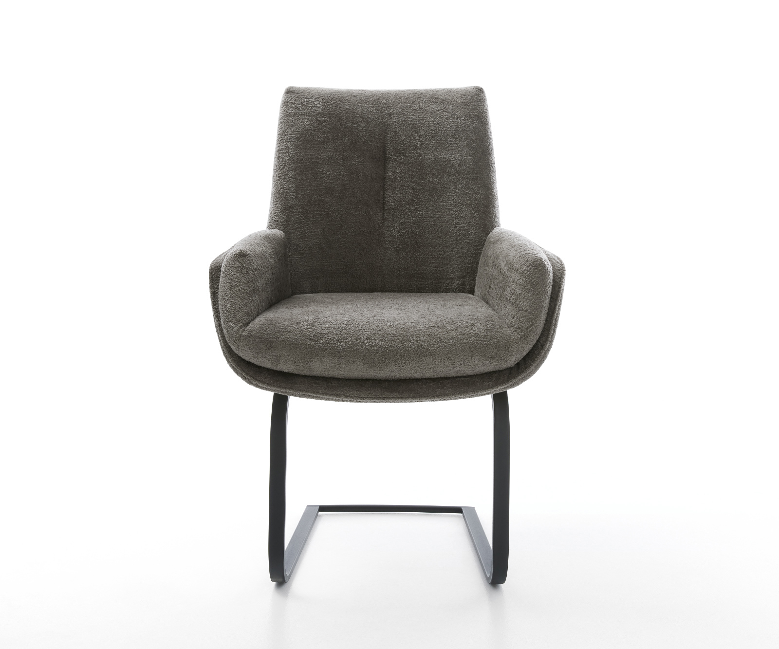 Jídelní židle Clea-Flex bouclé měkký tmavě béžová konzolová podnož plochá černá - Obrázek 2