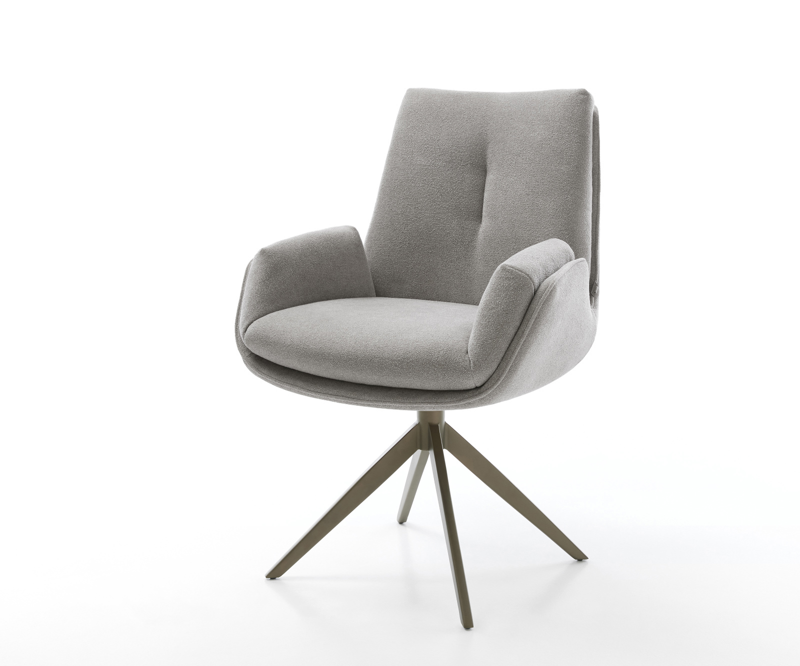 Jídelní židle Clea-Flex látka Měkký šedá křížová podnož široká Titanová barva 360° otočný houpací funkce