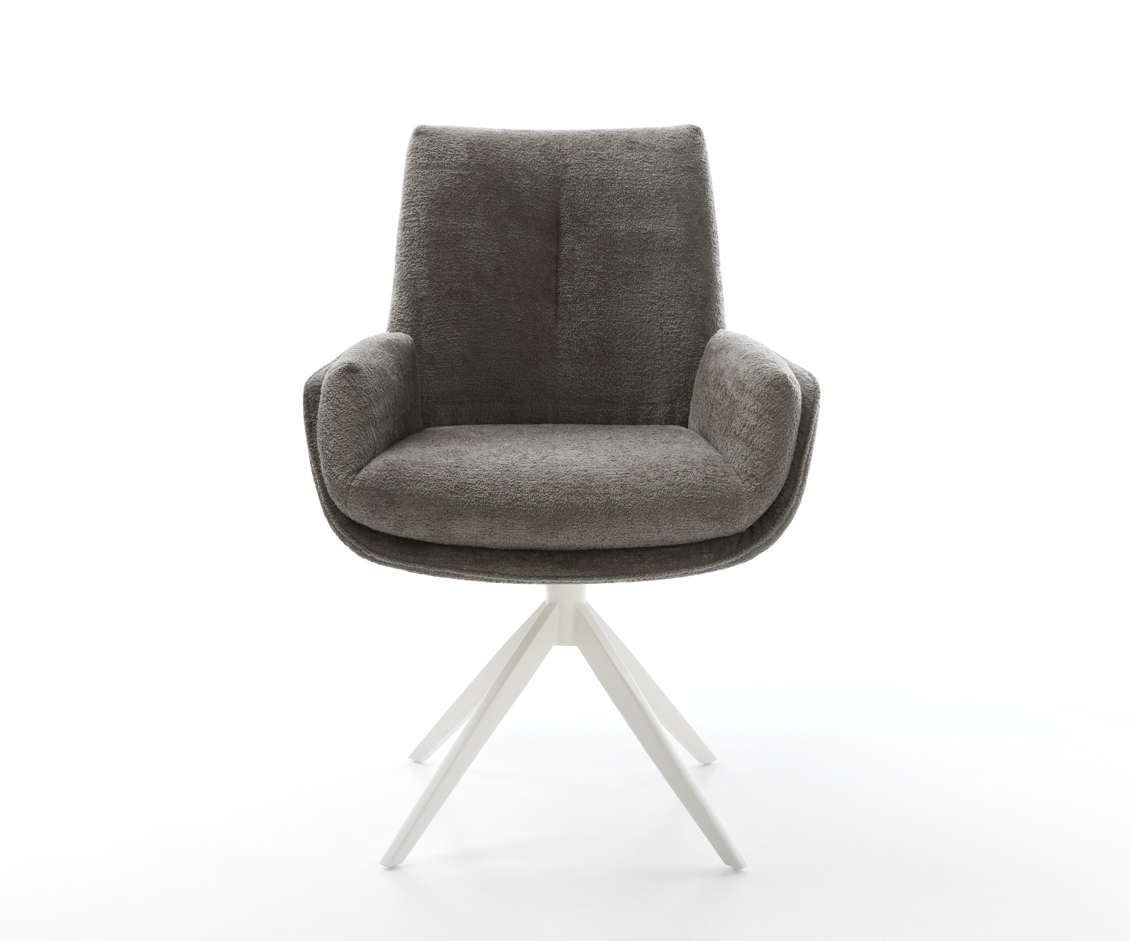 Jídelní židle Clea-Flex bouclé měkký tmavě béžová křížová podnož široká bílá 360° otočný houpací funkce - Obrázek 2