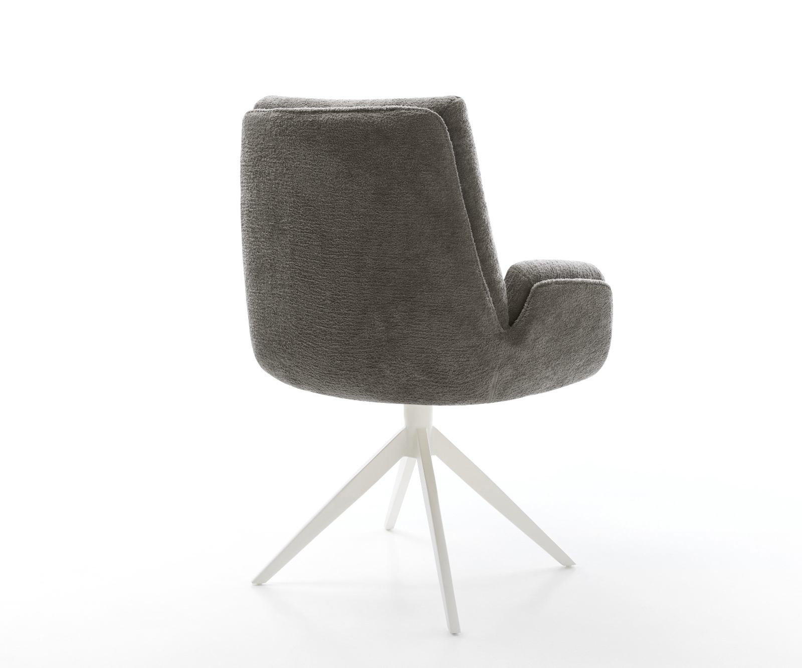 Jídelní židle Clea-Flex bouclé měkký tmavě béžová křížová podnož široká bílá 360° otočný houpací funkce - Obrázek 5