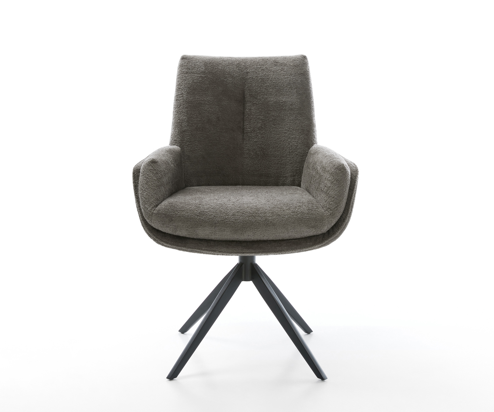 Jídelní židle Clea-Flex bouclé měkký tmavě béžová křížová podnož široká černá 360° otočný houpací funkce - Obrázek 2