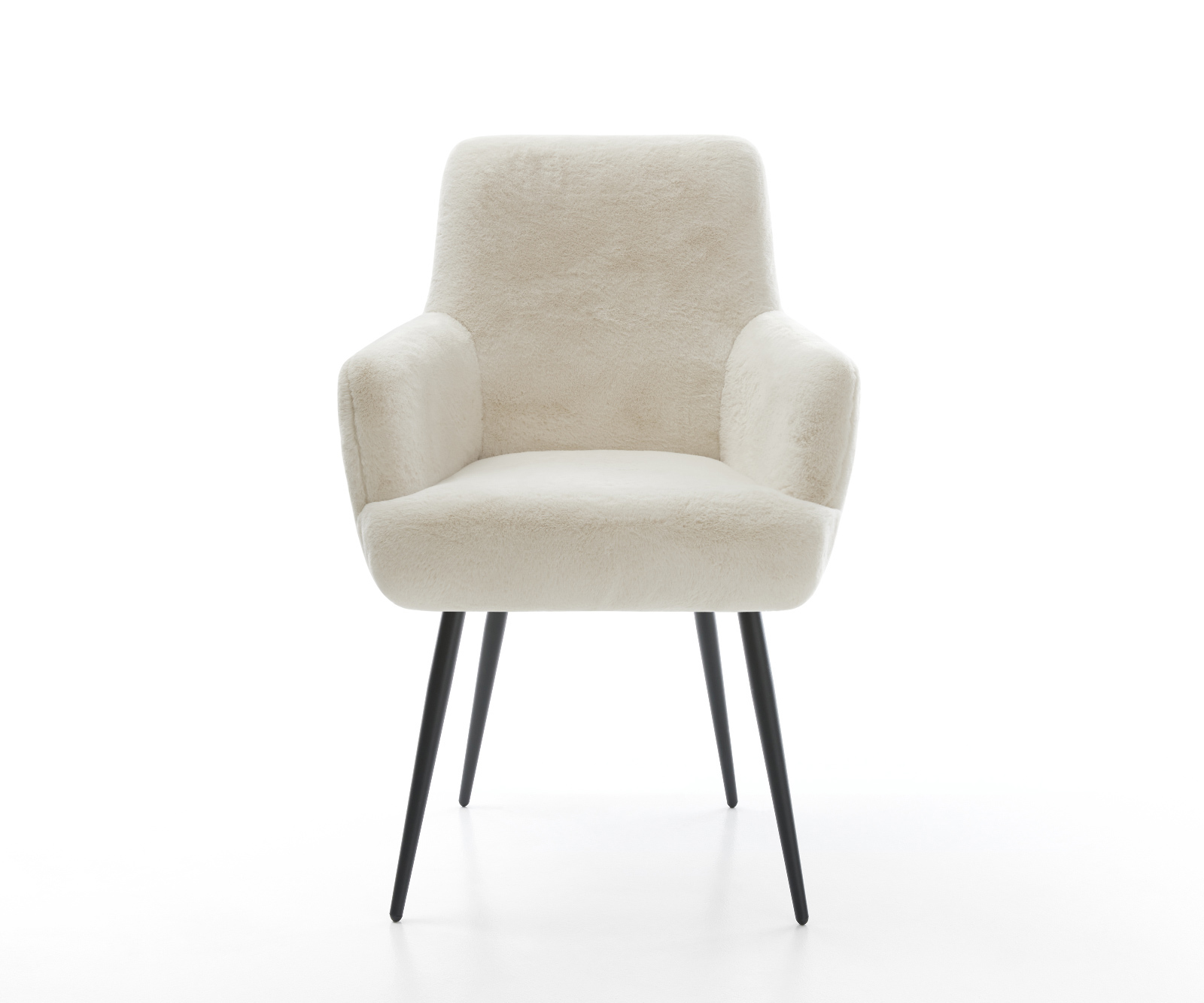 Jídelní židle Heira-Flex s područkami plyšový manšestr krémovo-bílá 4-nohá zúžená černá taštičkové pružiny - Obrázek 2