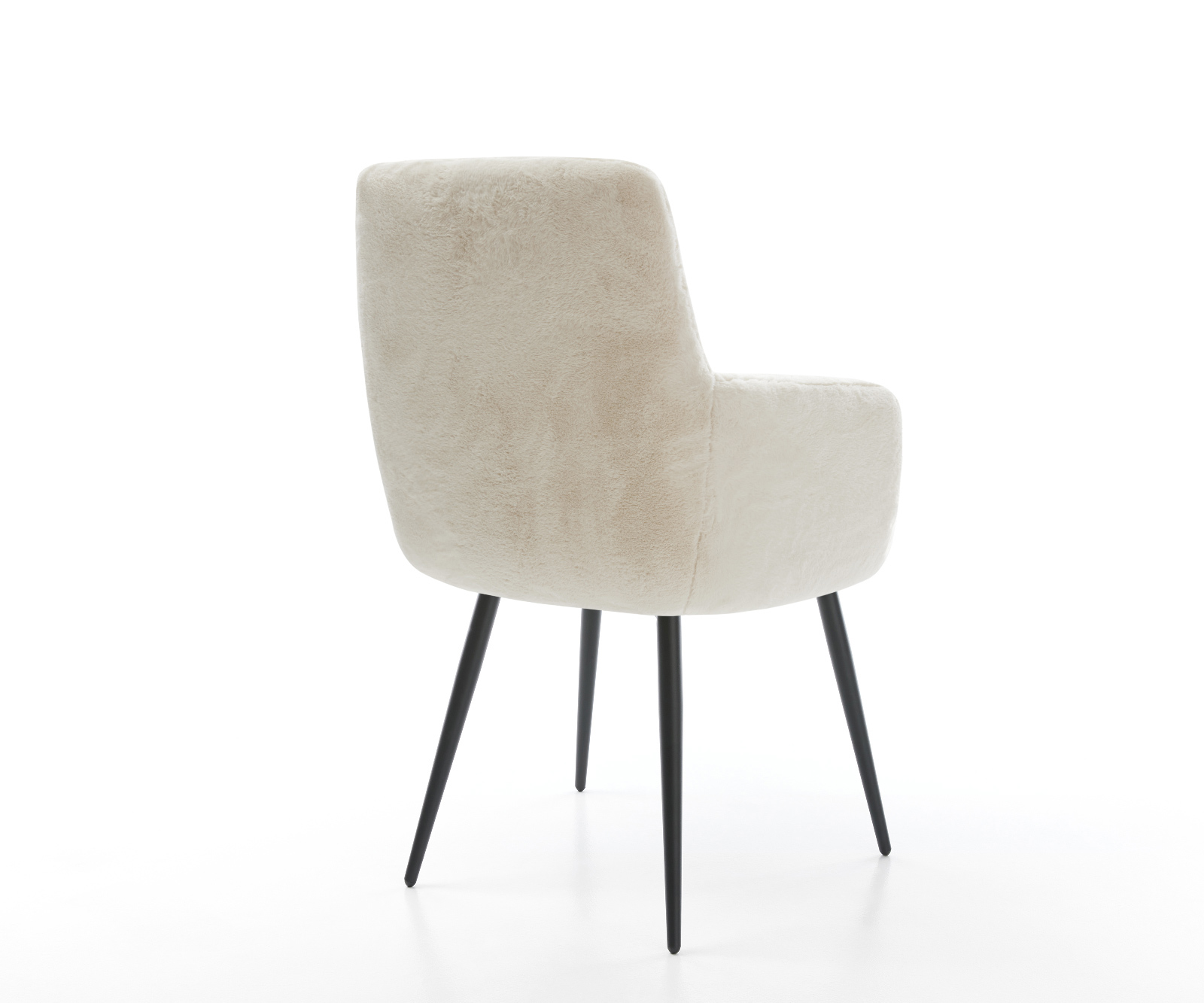 Jídelní židle Heira-Flex s područkami plyšový manšestr krémovo-bílá 4-nohá zúžená černá taštičkové pružiny - Obrázek 5