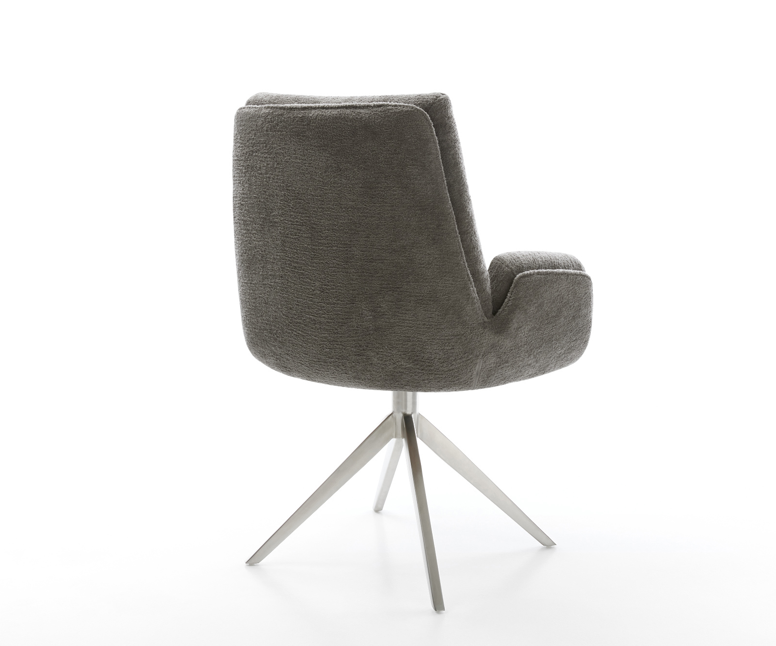 Jídelní židle Clea-Flex bouclé měkký tmavě béžová křížová podnož široká nerezová ocel 360° otočný houpací funkce - Obrázek 5