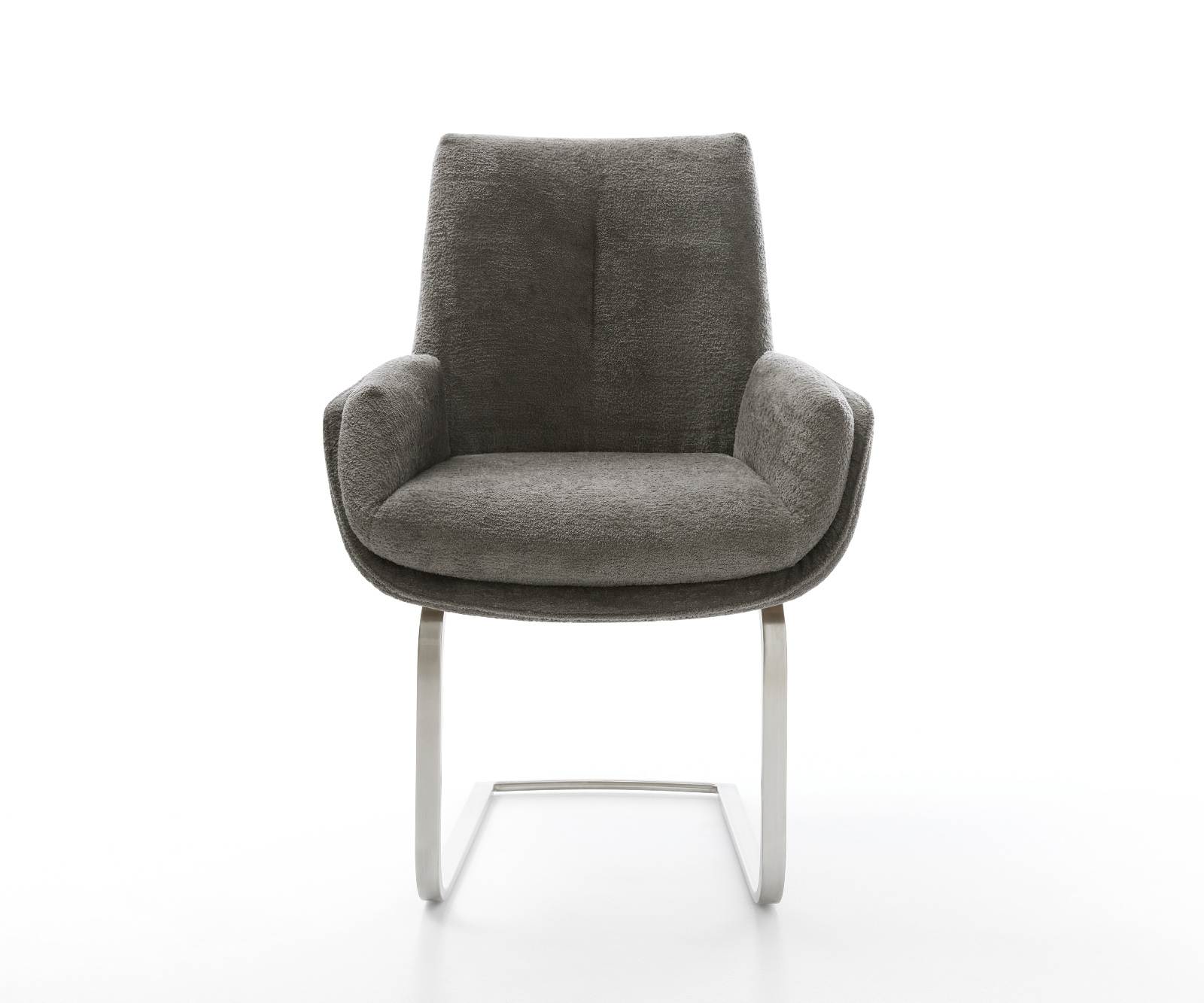 Jídelní židle Clea-Flex bouclé měkký tmavě béžová konzolová podnož plochá nerezová ocel - Obrázek 2