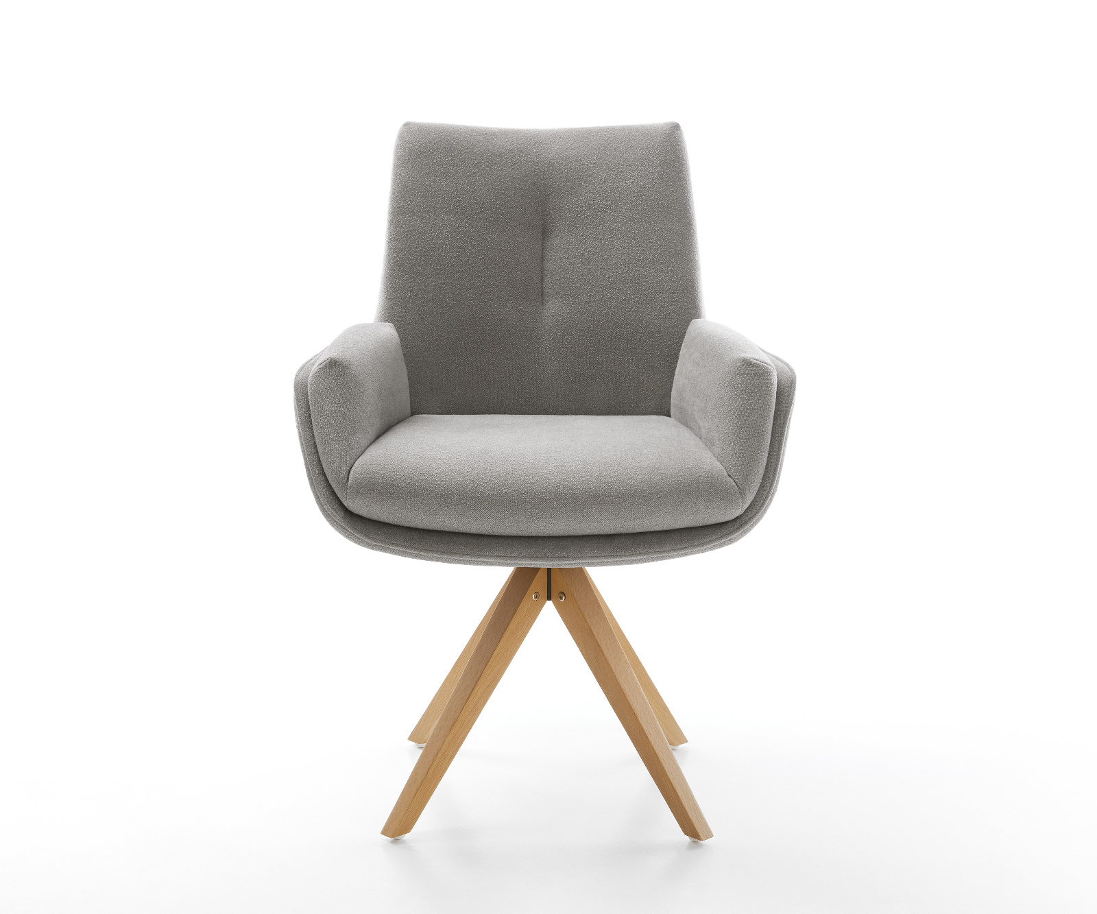 Jídelní židle Clea-Flex tkanina Měkký šedá dřevěná podnož hranatá přírodní 180° otočný - Obrázek 2