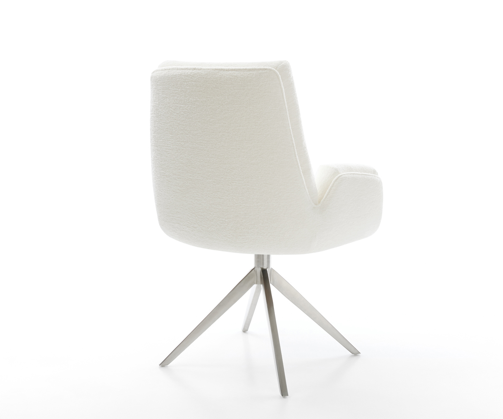 Jídelní židle Clea-Flex bouclé měkký béžová křížová podnož široká nerezová ocel 360° otočný houpací funkce - Obrázek 5