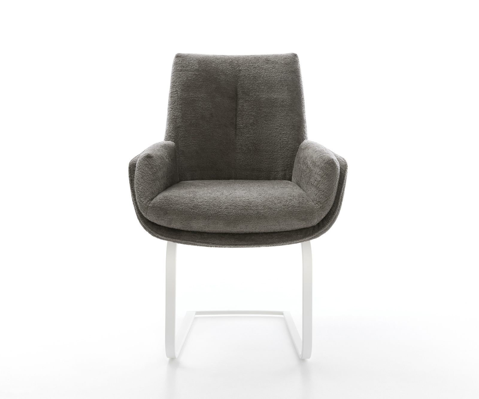 Jídelní židle Clea-Flex bouclé měkký tmavě béžová konzolová podnož plochá bílá - Obrázek 2