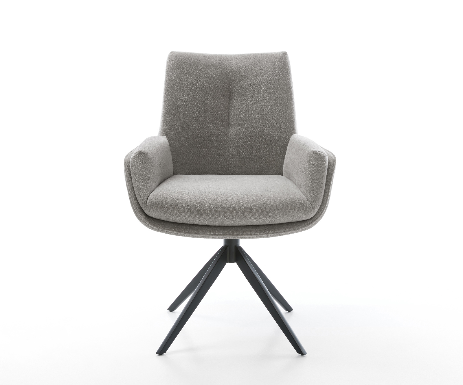 Jídelní židle Clea-Flex látka Měkký šedá křížová podnož široká černá 360° otočný houpací funkce - Obrázek 2