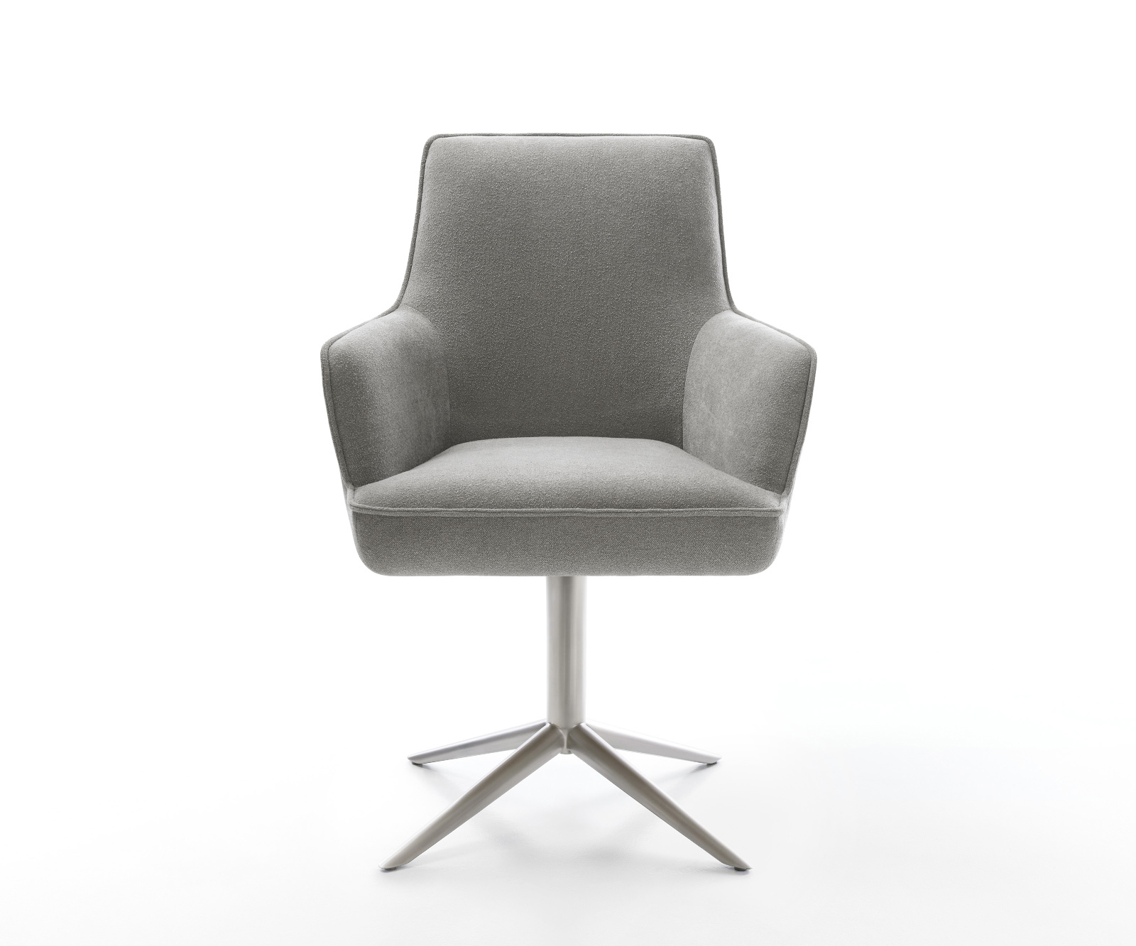 Jídelní židle Heira-Flex s područkami potahová látka Měkký šedá křížová podnož nerezová ocel 360° otočný houpací funkce taštičkové pružiny - Obrázek 2