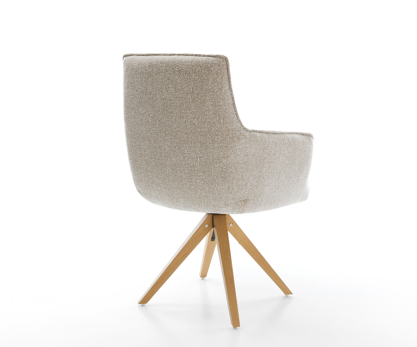 Jídelní židle Heira-Flex s područkami tkanina Měkký béžová dřevěná podnož hranatá přírodní 180° otočný taštičkové pružiny - Obrázek 5