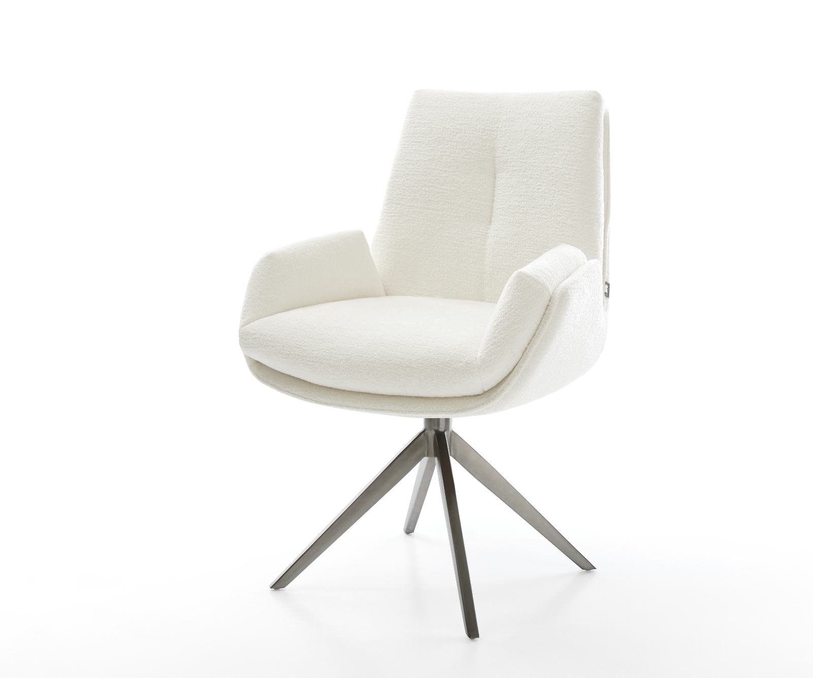 Jídelní židle Clea-Flex bouclé měkký béžová křížová podnož široká grafitová 360° otočná houpací funkce