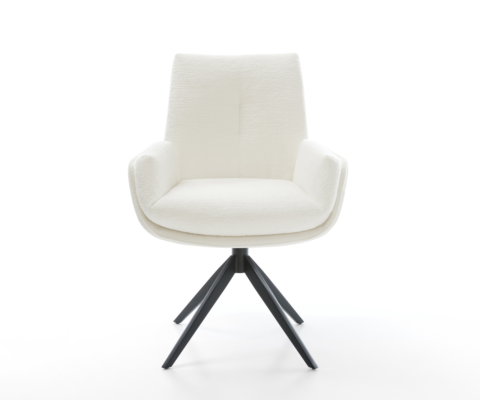 Jídelní židle Clea-Flex bouclé měkký béžová křížová podnož široká černá 360° otočný houpací funkce - Obrázek 2