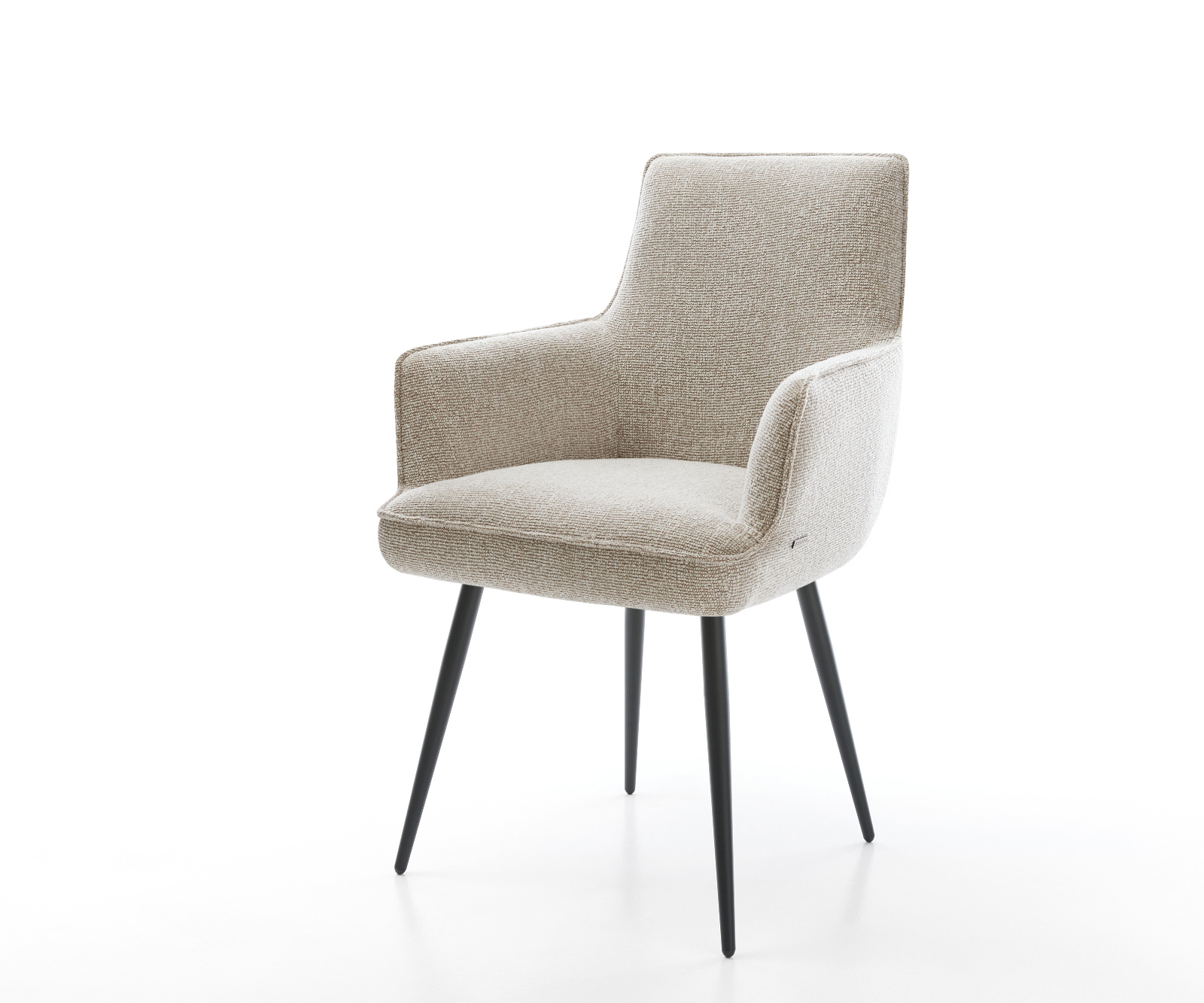 Jídelní židle Heira-Flex s područkami látka Měkký béžová 4-nohá zúžená černá taštičkové pružiny