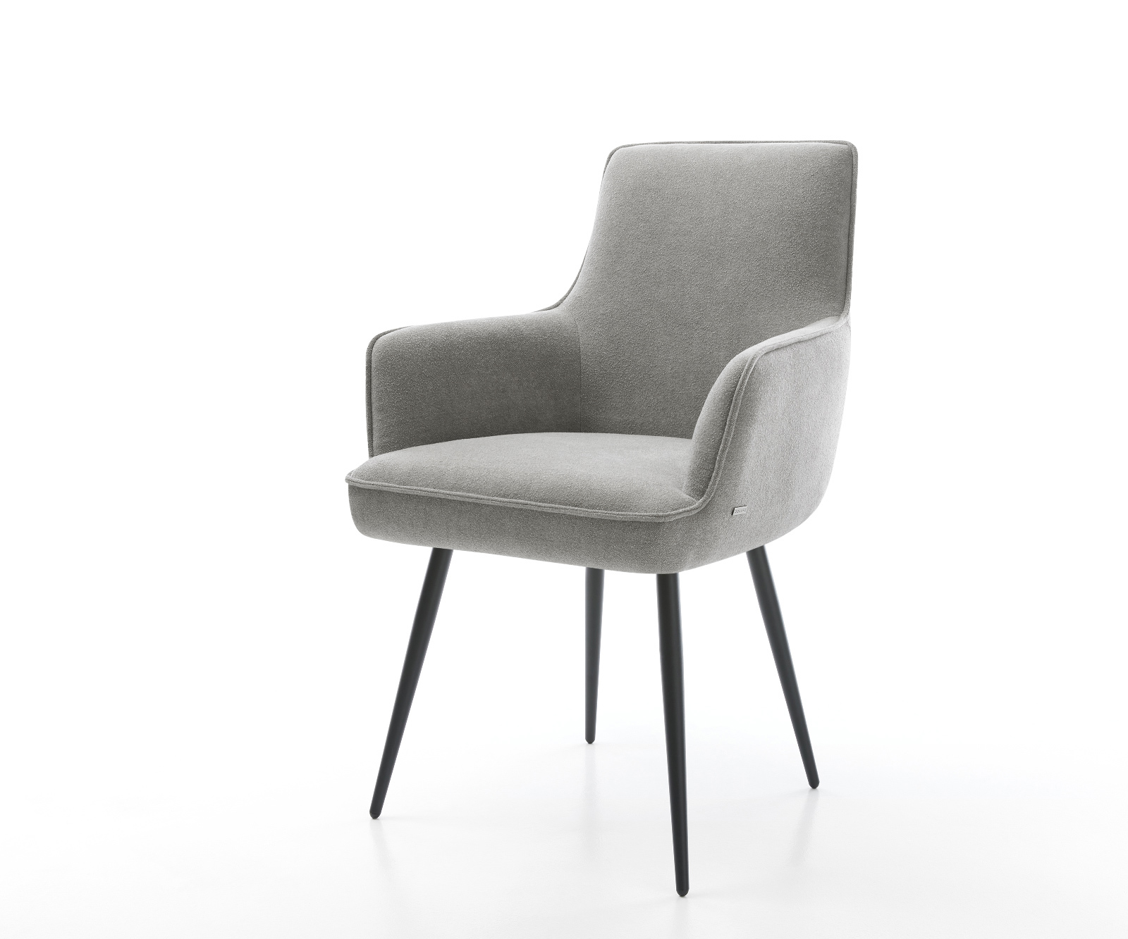 Jídelní židle Heira-Flex s područkami potahová látka Měkký šedá 4-nohá zúžená černá taštičkové pružiny