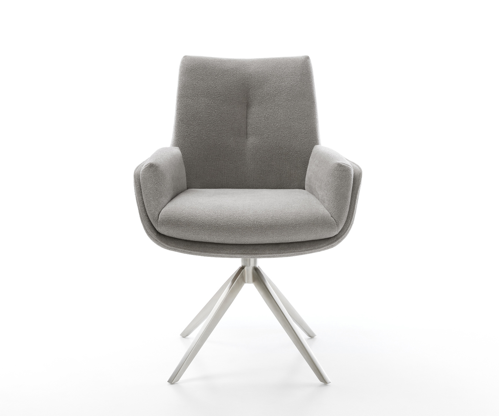 Jídelní židle Clea-Flex látka Měkký šedá křížová podnož široká nerezová ocel 360° otočný houpací funkce - Obrázek 2