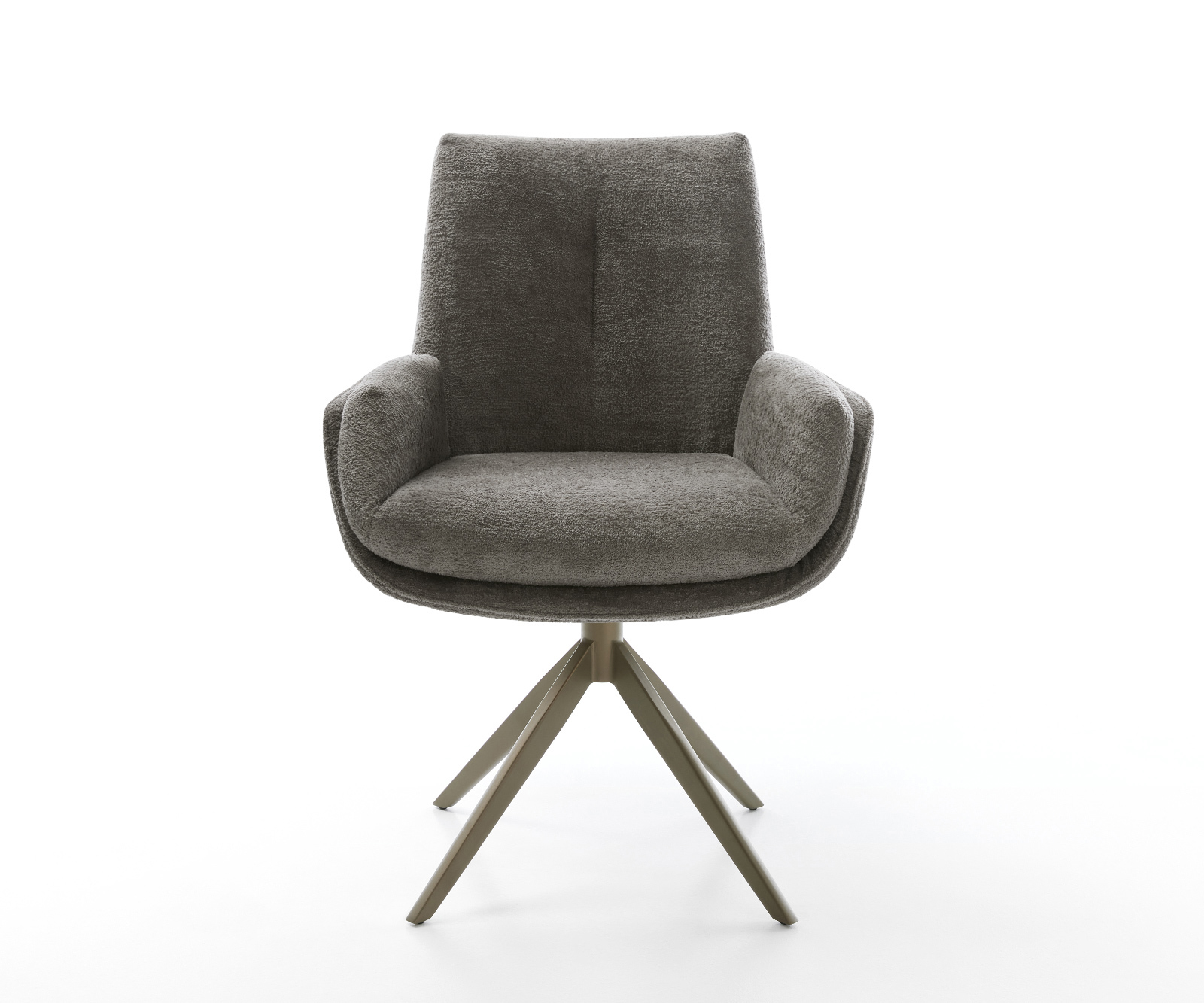 Jídelní židle Clea-Flex bouclé měkký tmavě béžová křížová podnož široká titanová barva 360° otočný houpací funkce - Obrázek 2