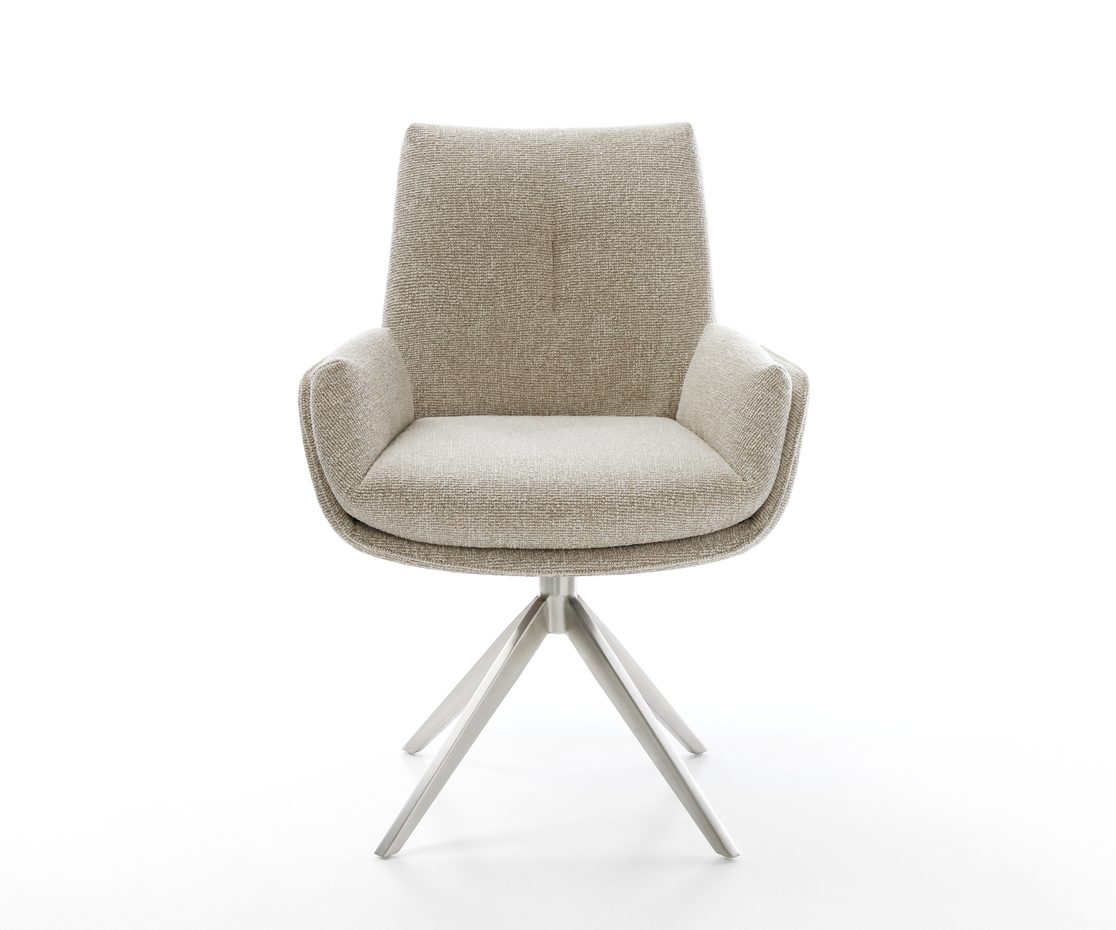 Jídelní židle Clea-Flex látka Měkký béžová křížová podnož široká nerezová ocel 360° otočný houpací funkce - Obrázek 2