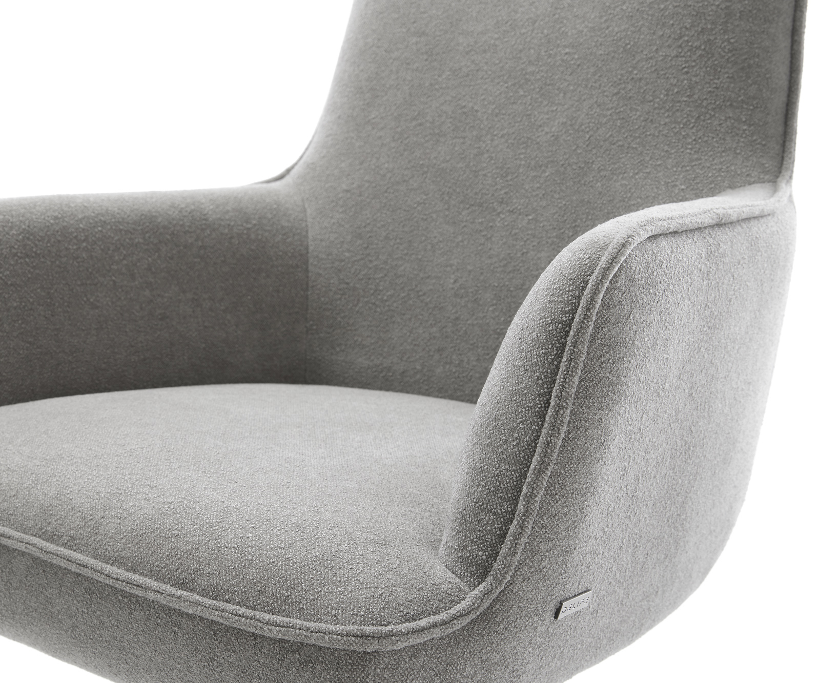 Jídelní židle Heira-Flex s područkami strukturovaná látka Měkký šedá dřevěná podnož hranatá přírodní 180° otočný taštičkové pružiny - Obrázek 4