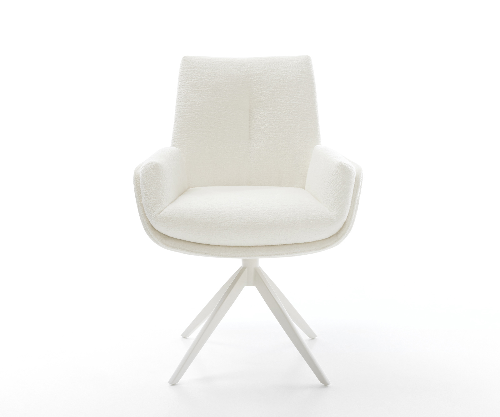 Jídelní židle Clea-Flex bouclé měkký béžová křížová podnož široká bílá 360° otočný houpací funkce - Obrázek 2