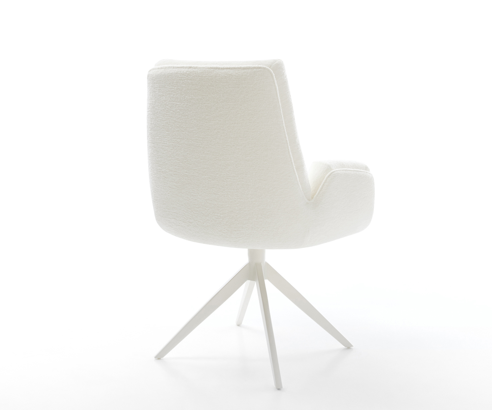 Jídelní židle Clea-Flex bouclé měkký béžová křížová podnož široká bílá 360° otočný houpací funkce - Obrázek 5