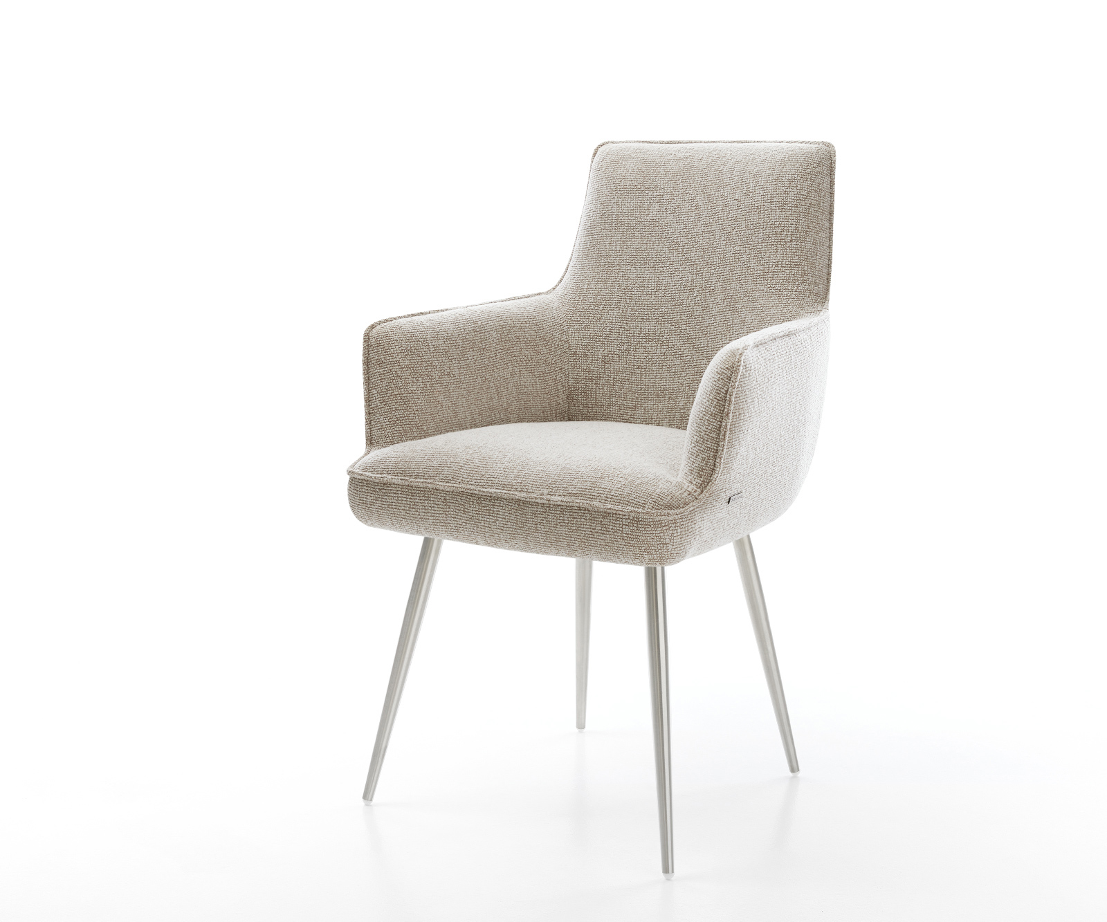 Jídelní židle Heira-Flex s područkami látka Měkký béžová 4-nohá zúžená nerezová ocel taštičkové pružiny