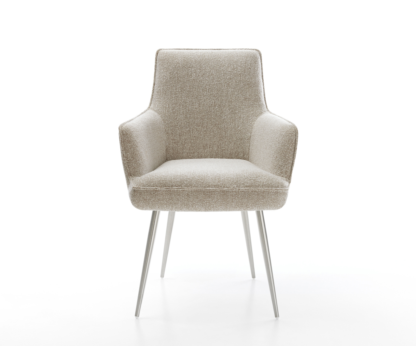 Jídelní židle Heira-Flex s područkami látka Měkký béžová 4-nohá zúžená nerezová ocel taštičkové pružiny - Obrázek 2