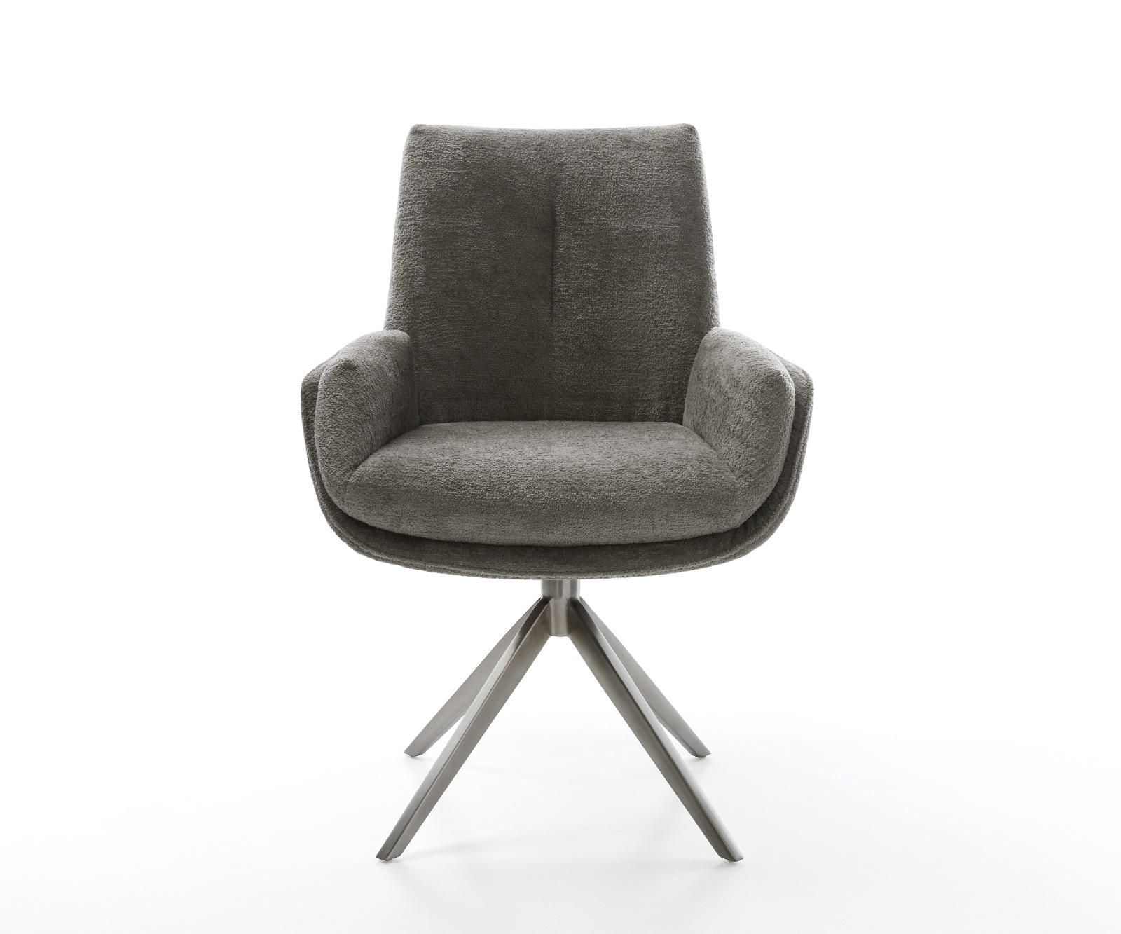 Jídelní židle Clea-Flex bouclé měkký tmavě béžová křížová podnož široká grafitová 360° otočná houpací funkce - Obrázek 2