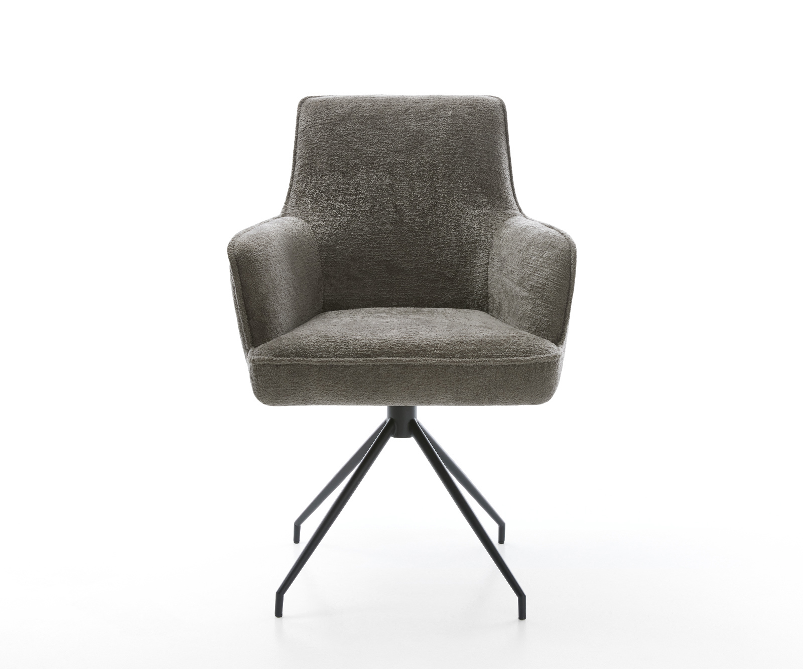 Jídelní židle Heira-Flex s područkami bouclé měkký tmavě béžová křížová podnož zúžená černá taštičkové pružiny - Obrázek 2