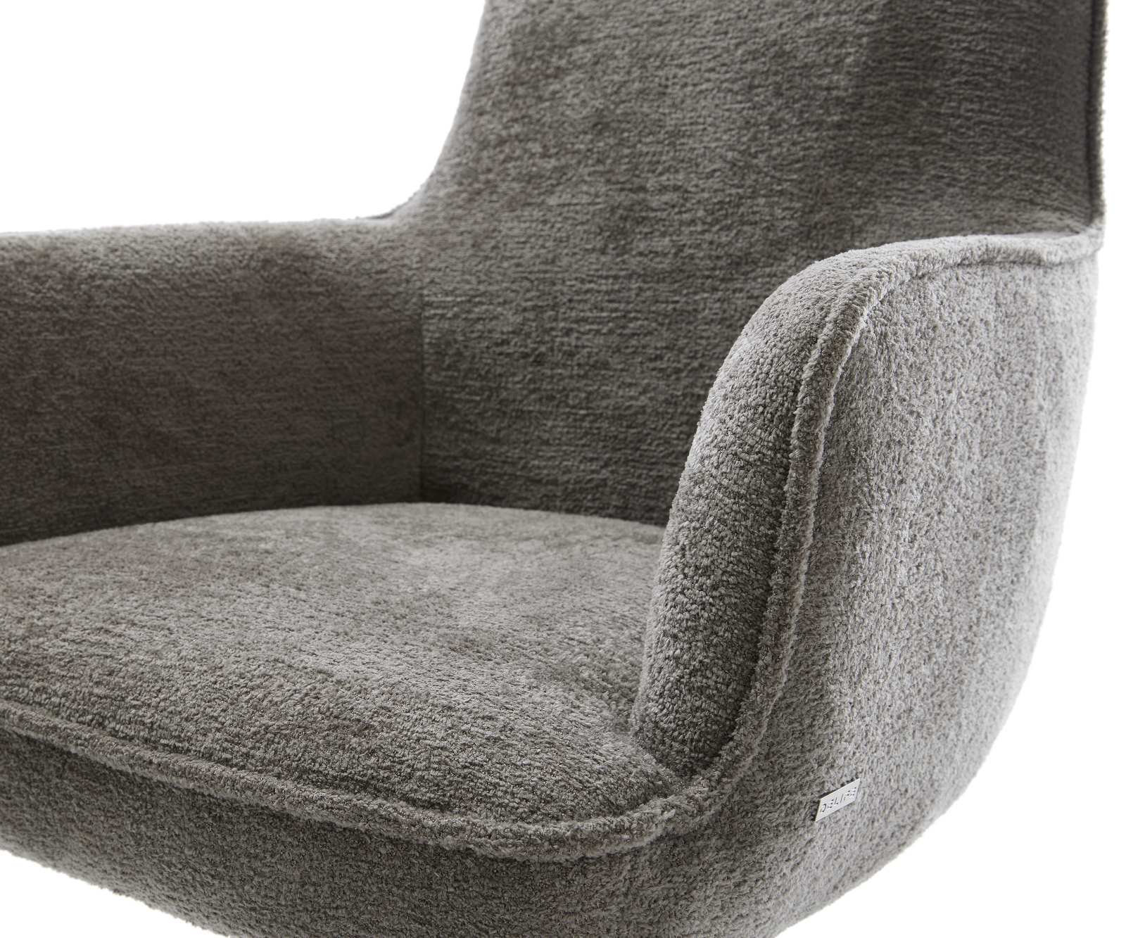 Jídelní židle Heira-Flex s područkami bouclé měkký tmavě béžová křížová podnož zúžená černá taštičkové pružiny - Obrázek 4