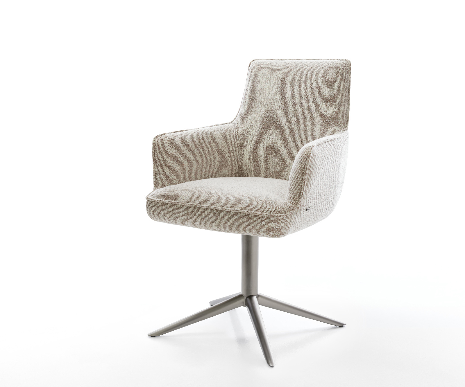 Jídelní židle Heira-Flex s područkami látka Měkký béžová křížová podnož grafit 360° otočný houpací funkce taštičkové pružiny