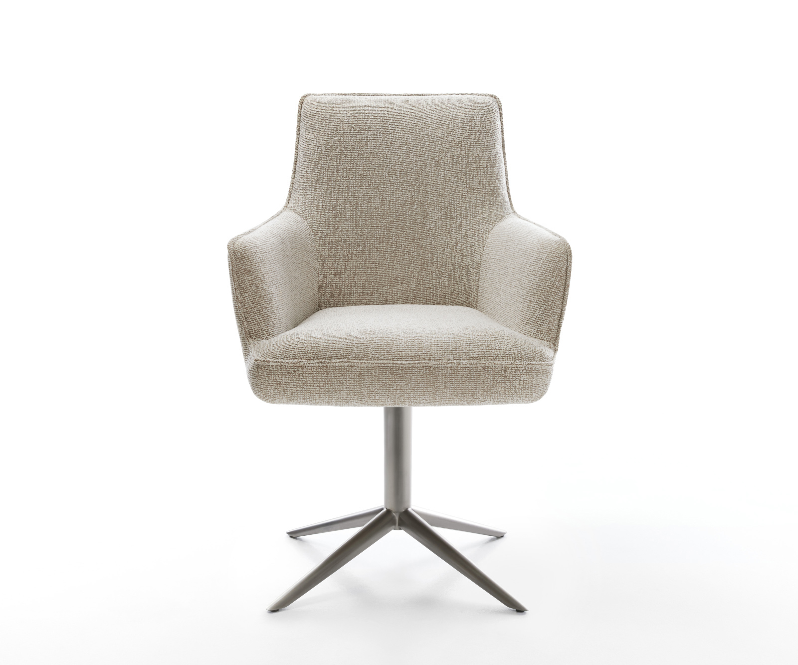 Jídelní židle Heira-Flex s područkami látka Měkký béžová křížová podnož grafit 360° otočný houpací funkce taštičkové pružiny - Obrázek 2