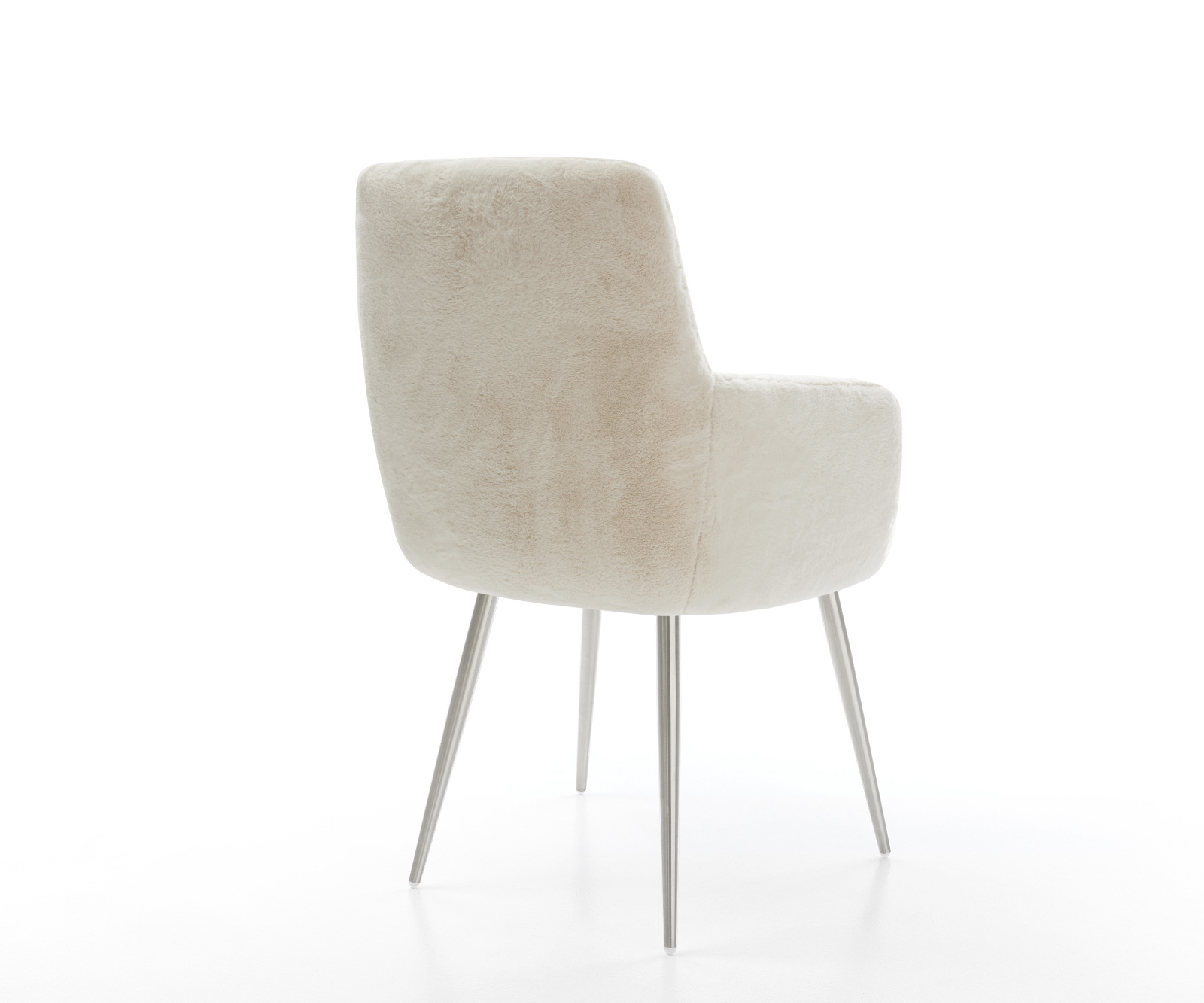 Jídelní židle Heira-Flex s područkami plyšový manšestr krémovo-bílá 4 nohy zúžené nerezová ocel taštičkové pružiny - Obrázek 5