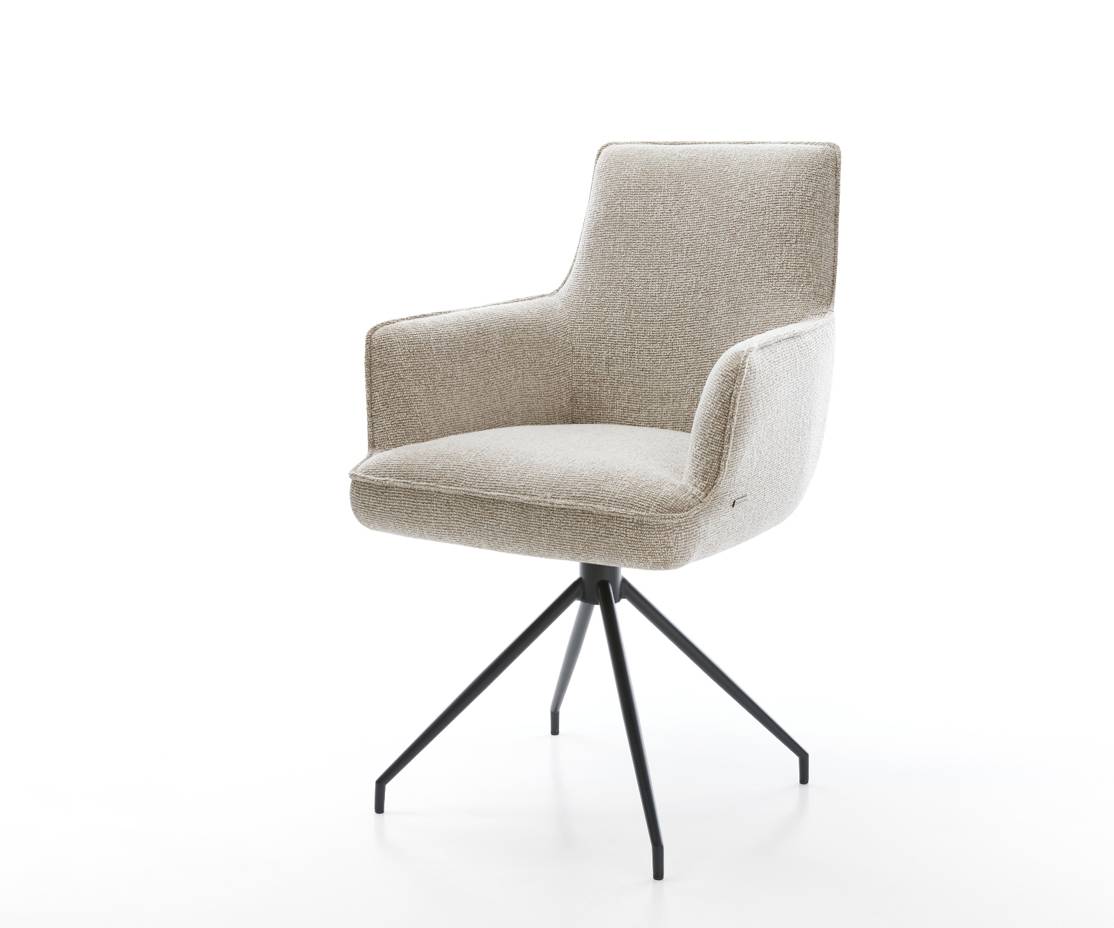 Jídelní židle Heira-Flex s područkami látka Měkký béžová křížová podnož zúžená černá taštičkové pružiny